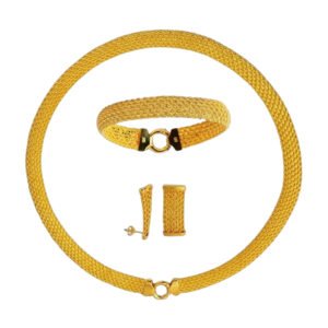 Altın Geniş Hasır Örgü Set Takımı