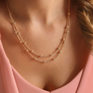 Altın İkili Dorika Kolye