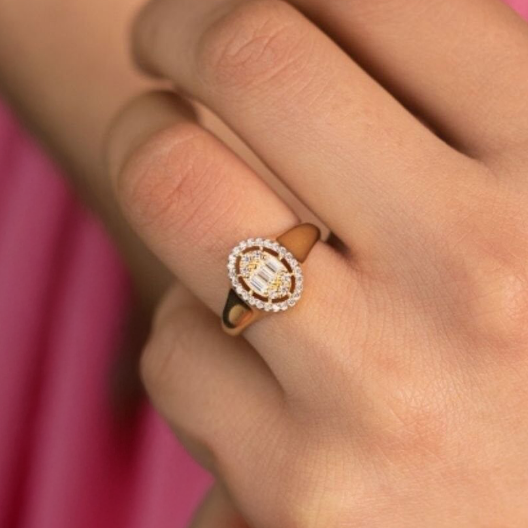 Altın Oval Baget Yüzük - Görsel 2