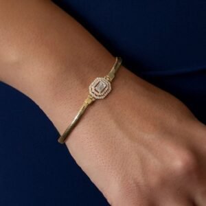 14 Ayar Altın Taşlı Balık Sırtı Baget Bileklik