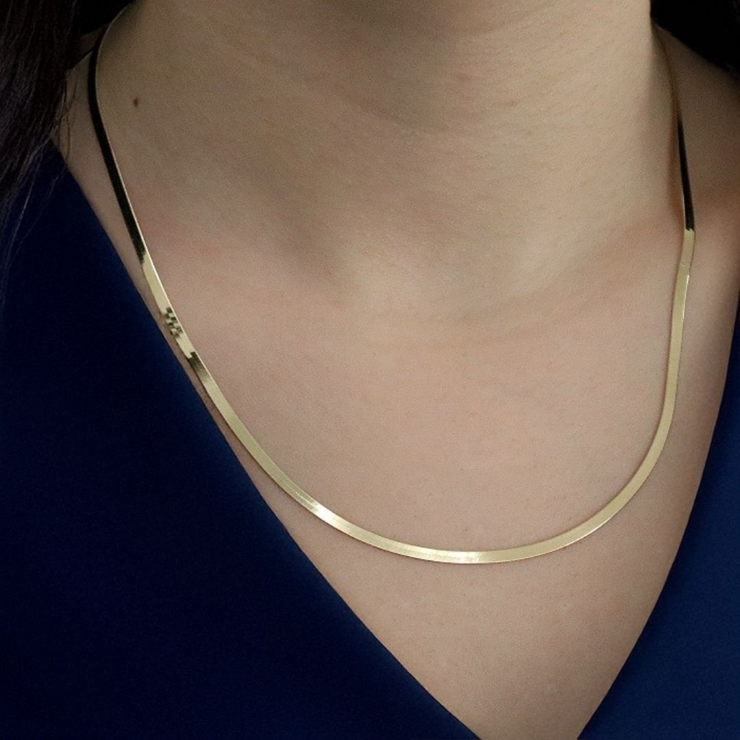 Altın İtalyan Ezme Zincir 3 mm - 55 cm 8 Ayar Altın - Görsel 3