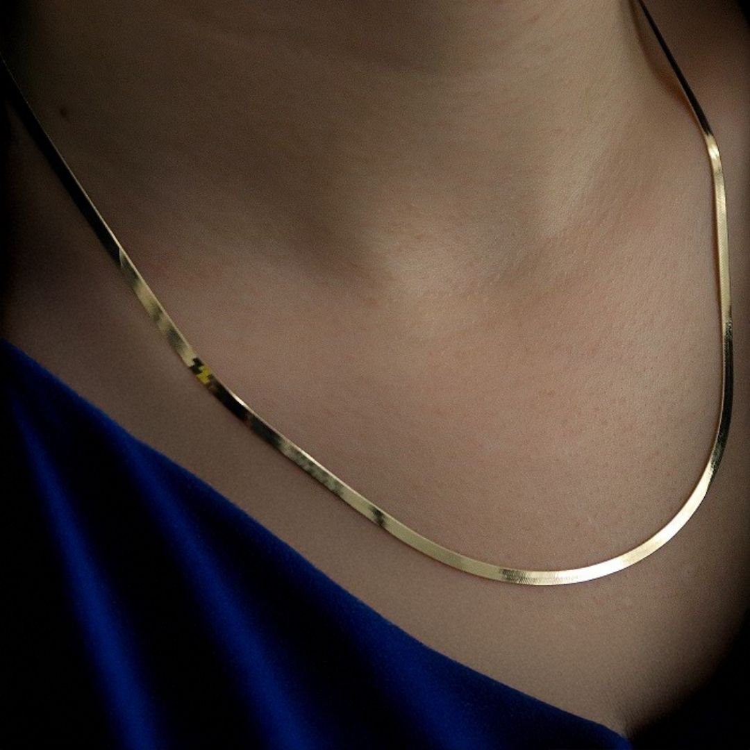 Altın İtalyan Ezme Zincir 3 mm - 55 cm 8 Ayar Altın - Görsel 2