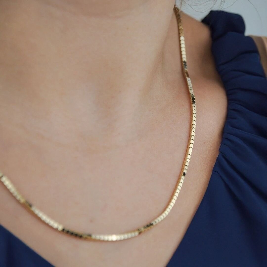 14 Ayar Altın Küp Kare Zincir - Görsel 2