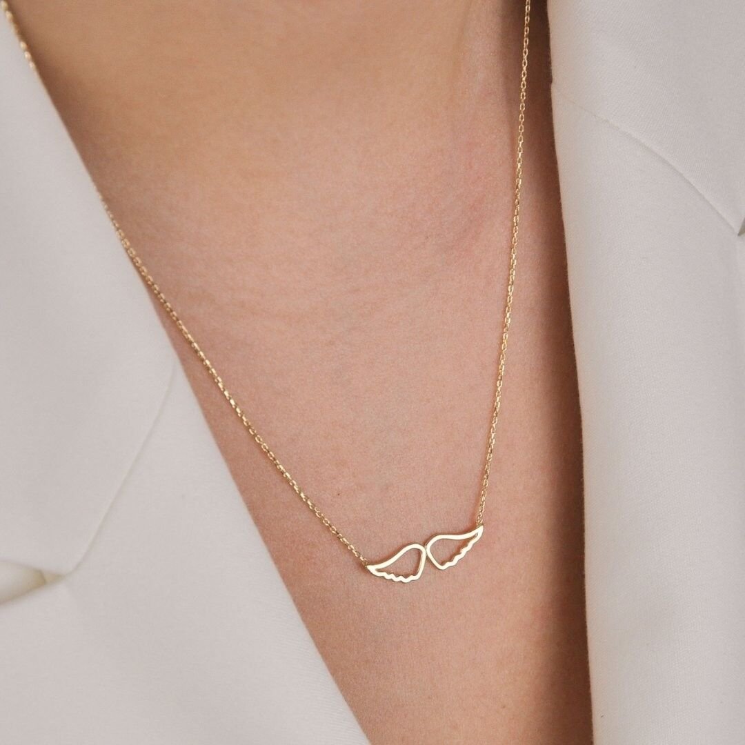 14 Ayar Altın Kanat Kolye - Görsel 2