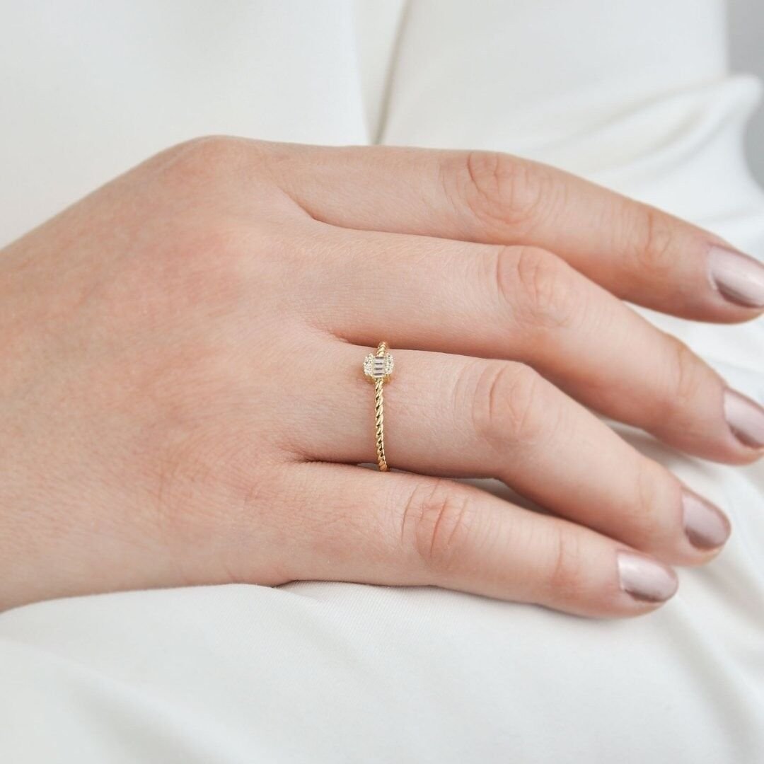 14 Ayar Altın Sarmal Baget Yüzük - Görsel 2