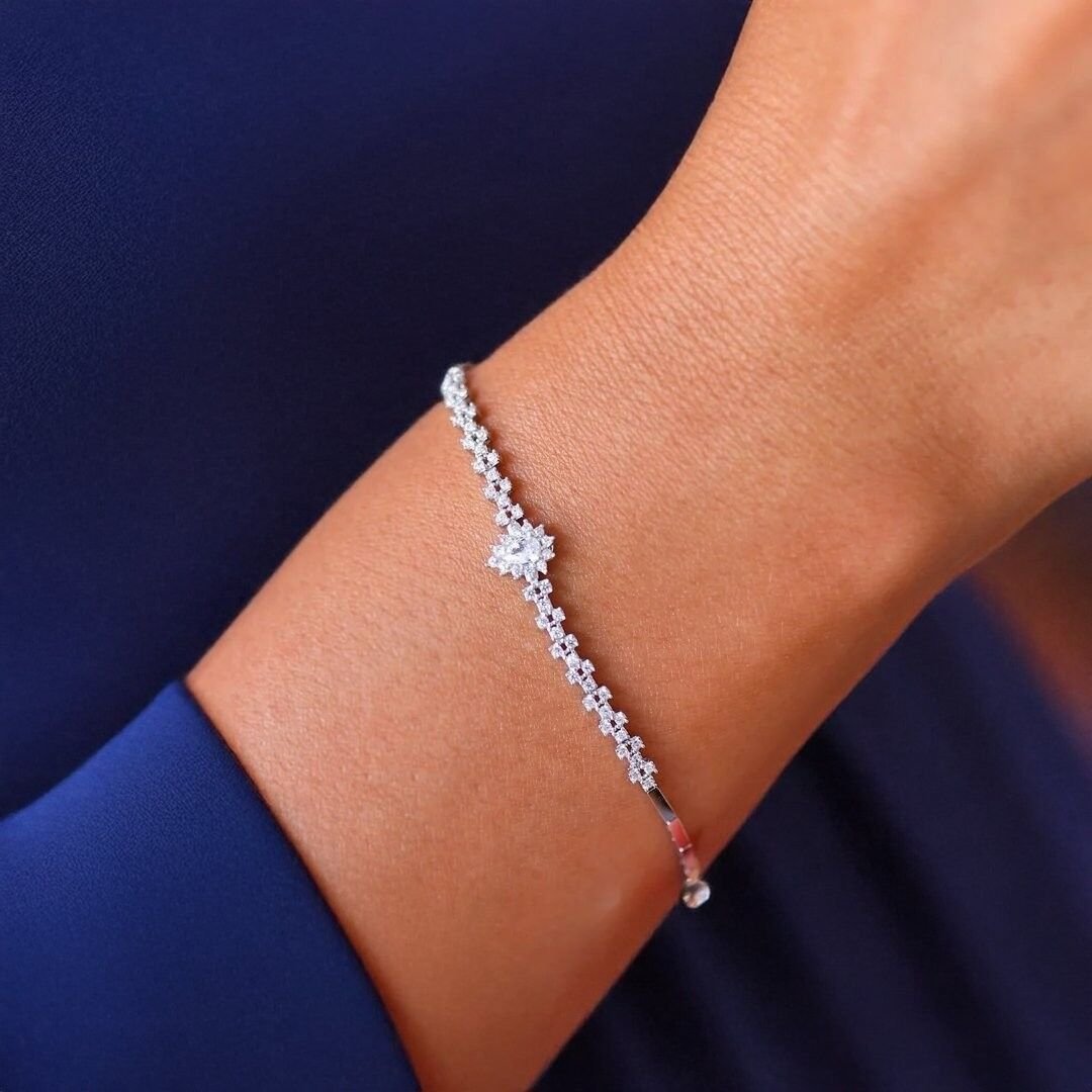 14 Ayar Altın Beyaz Damla Set Takımı - Görsel 2