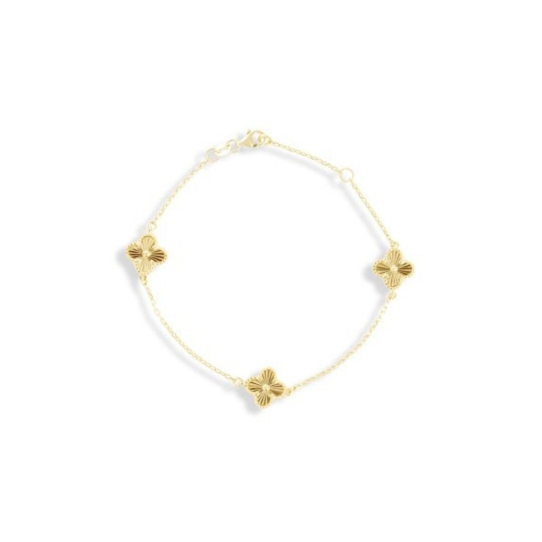 14 Ayar Altın Üçlü Yonca Bileklik - Görsel 2