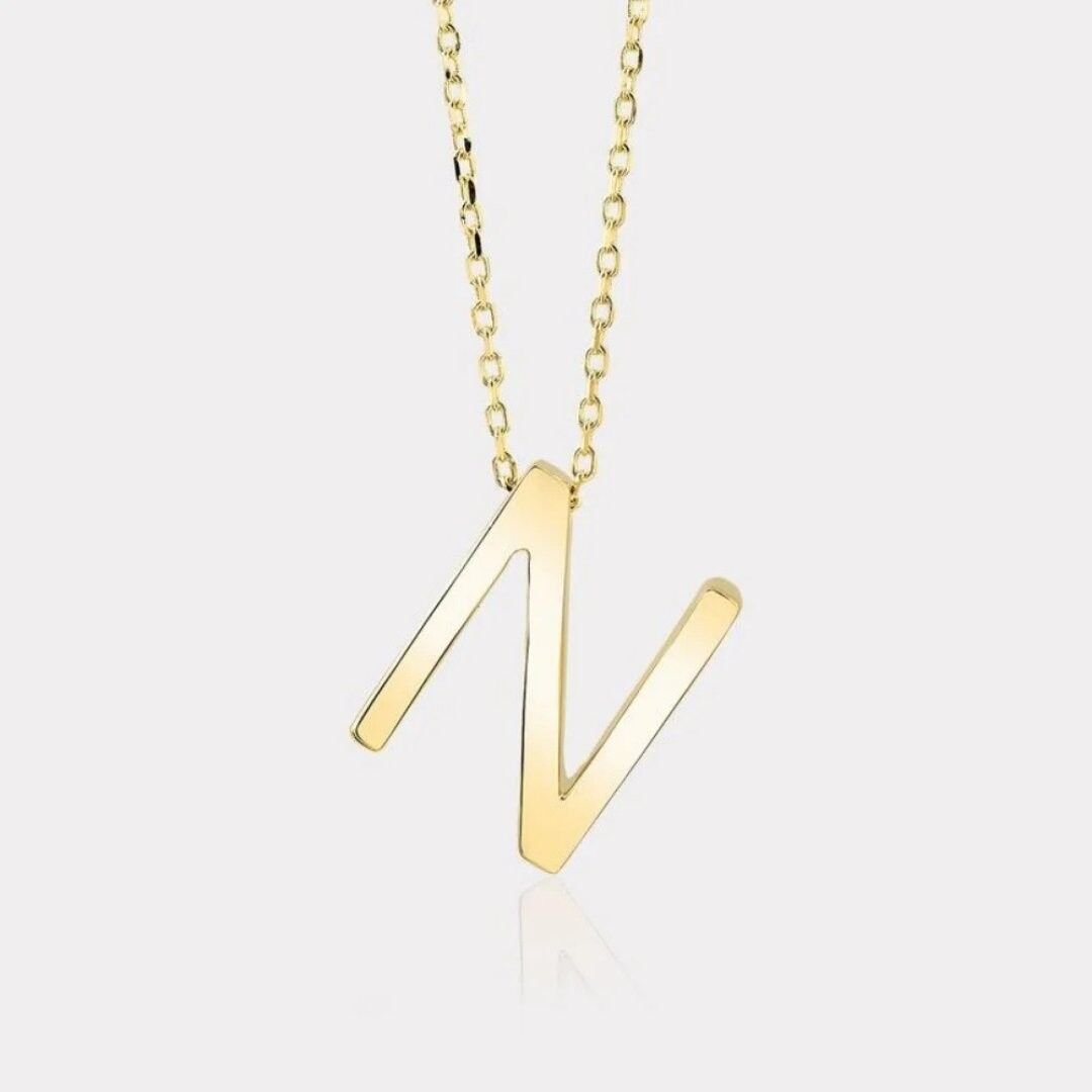 14 Ayar Altın Çapraz Harf Kolye - Görsel 2