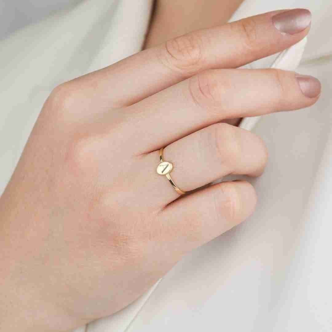 14 Ayar Altın Harfli Eklem Yüzük - Görsel 2