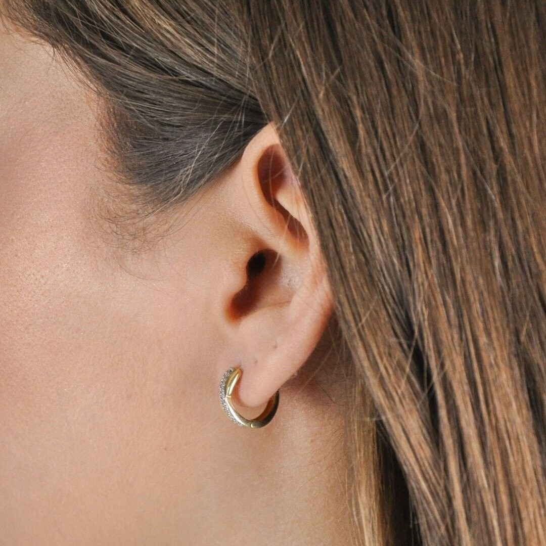 14 Ayar Altın Taşlı Halka Küpe - Görsel 2