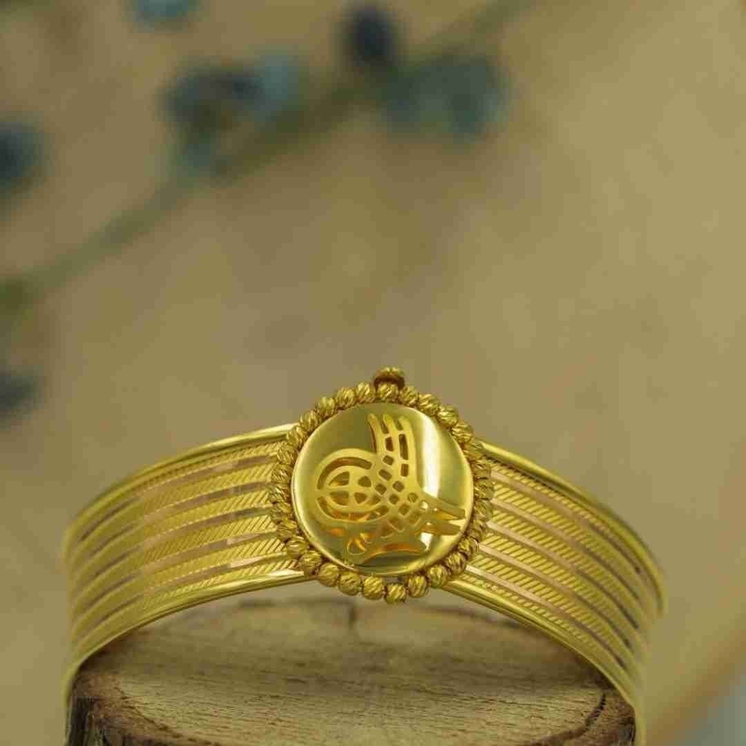 8 Ayar Altın 6 Sıra Dorika Tuğralı Kelepçe - Görsel 2