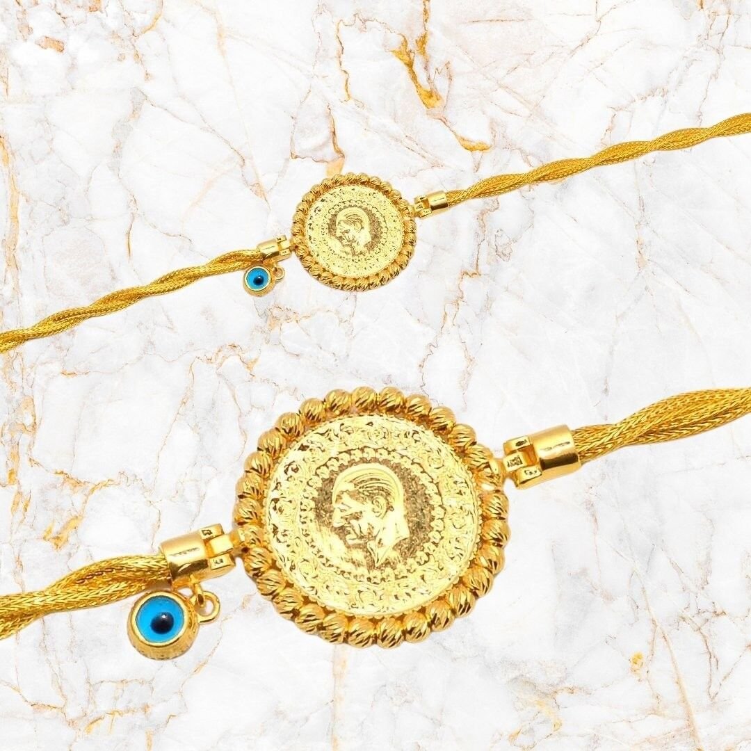 14 Ayar Altın Çift Örgü Çeyrekli Bileklik - Görsel 2