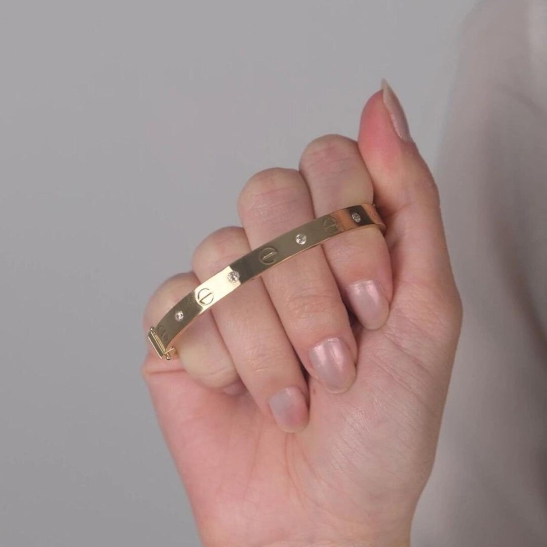 14 Ayar Altın Taşlı Vida Kelepçe - Görsel 2