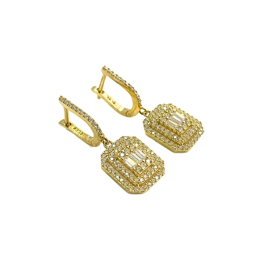 14 Ayar Altın Sallantılı Baget Küpe - Görsel 2