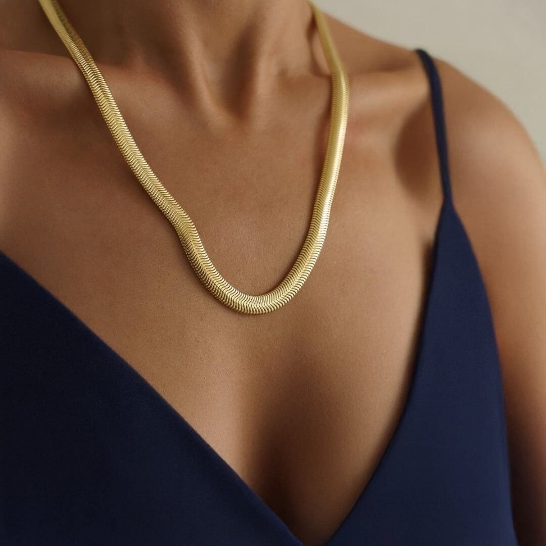 14 Ayar Altın Balık Sırtı Zincir 8 mm - Görsel 2