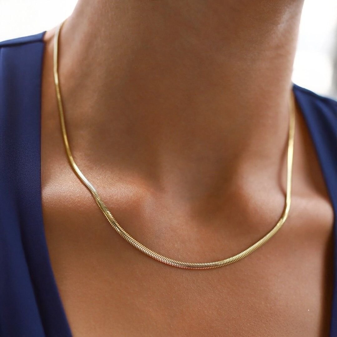 14 Ayar Altın İtalyan Ezme Zincir - Görsel 2