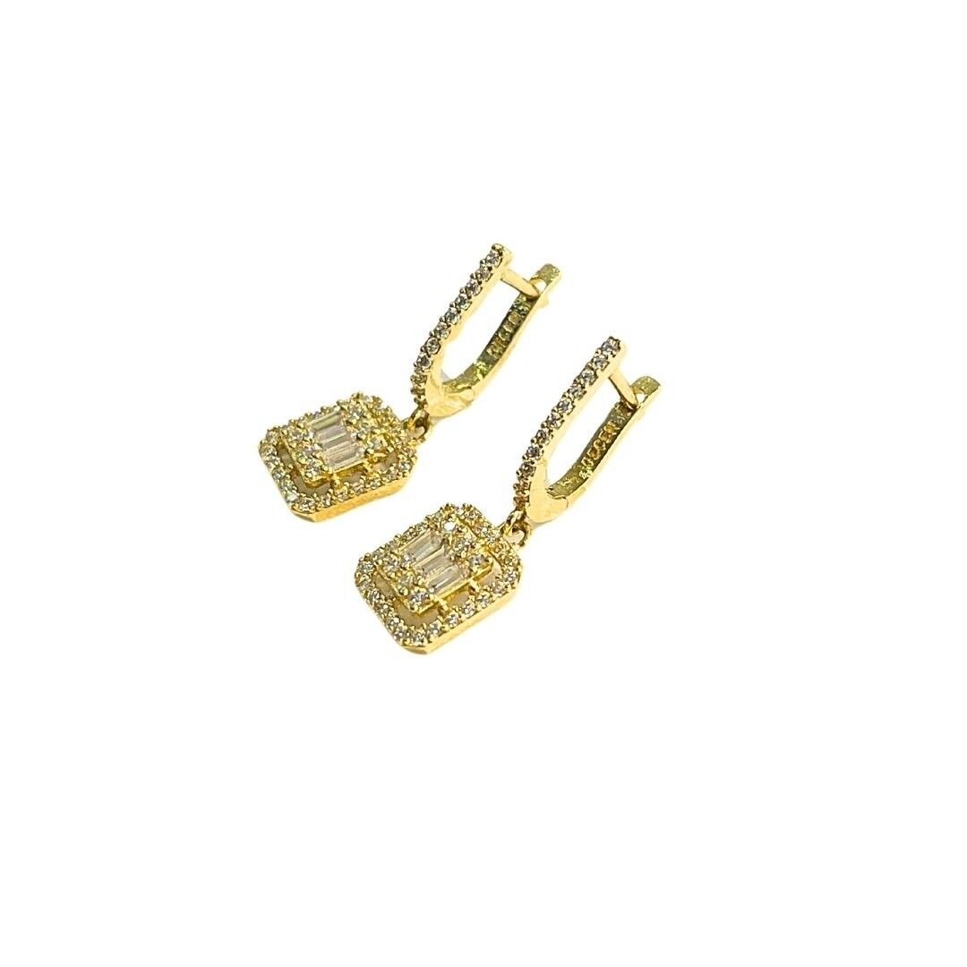 14 Ayar Altın Sallantılı Baget Küpe - Görsel 2