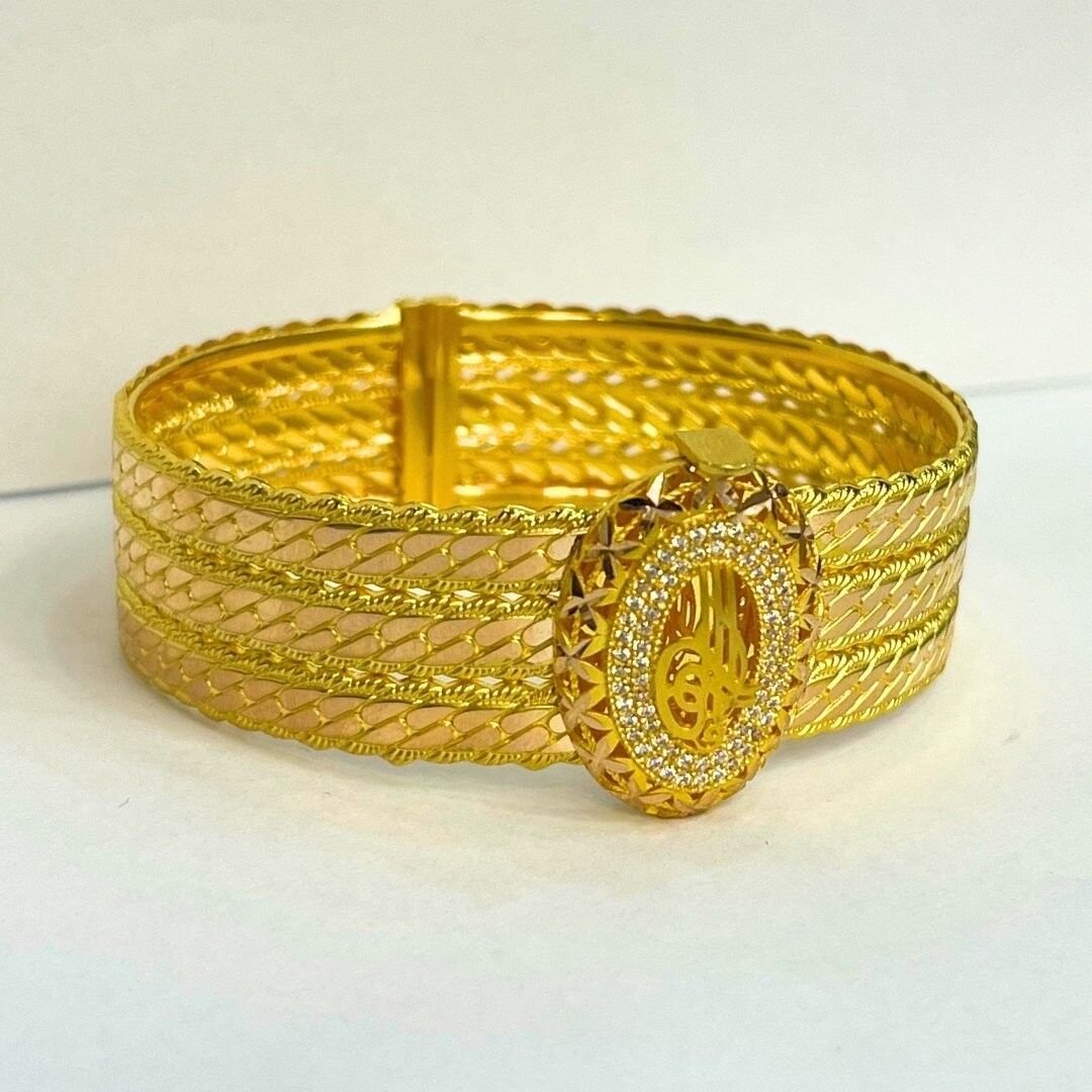 Sarı Altın 3 Sıra Burmalı Kelepçe - Görsel 2