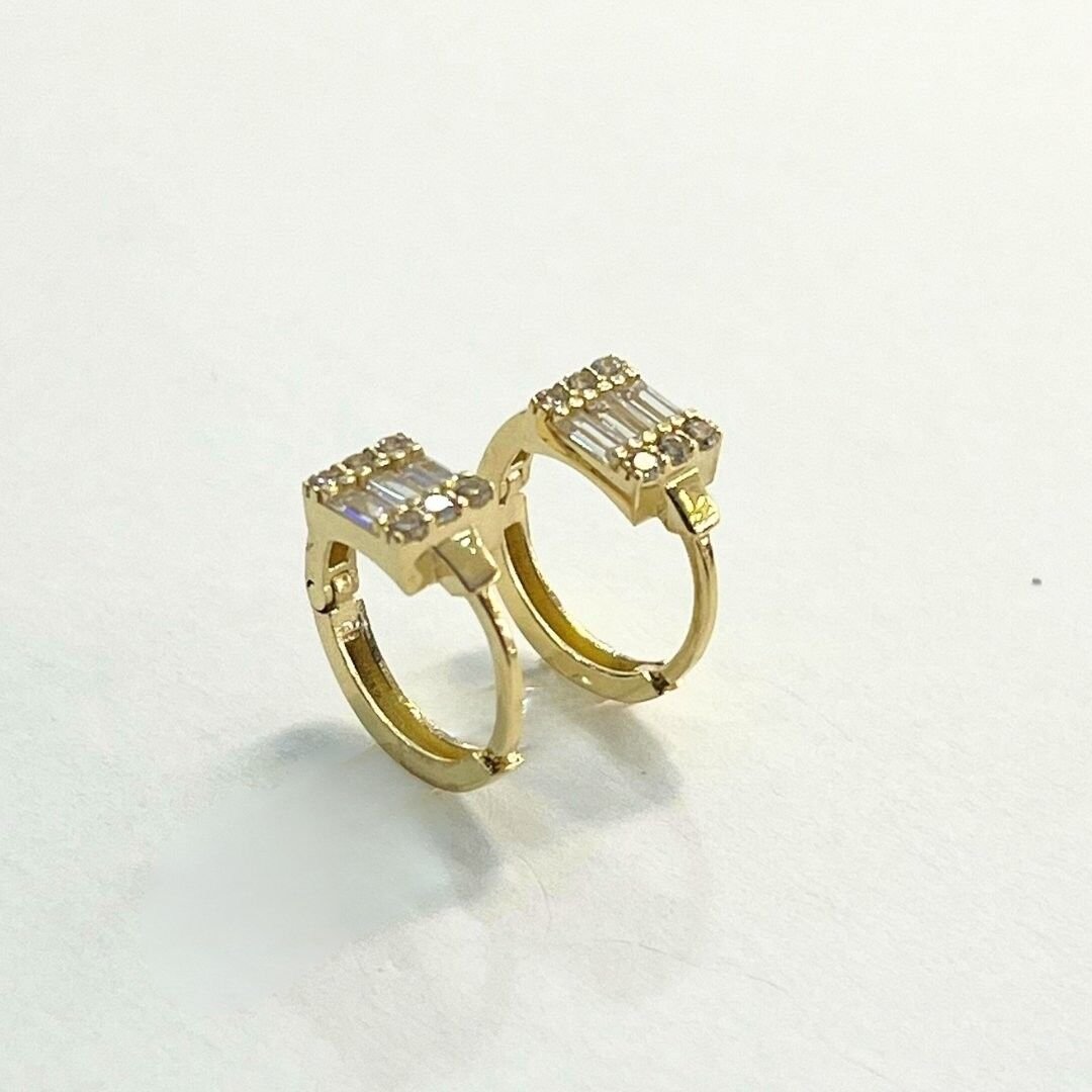 14 Ayar Altın Mini Baget Küpe - Görsel 2