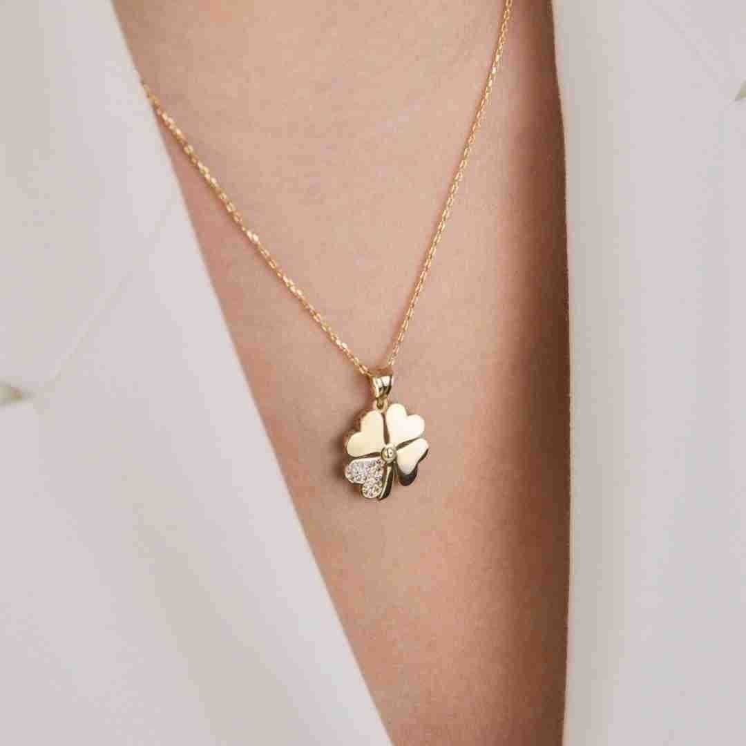 14 Ayar Altın Yonca Kolye - Görsel 2