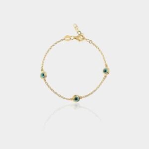 14 Ayar Altın 3 Gözlü Çocuk Bilekliği