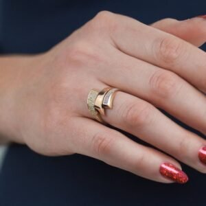 14 Ayar Altın 3'lü Renk Prizma Yüzük