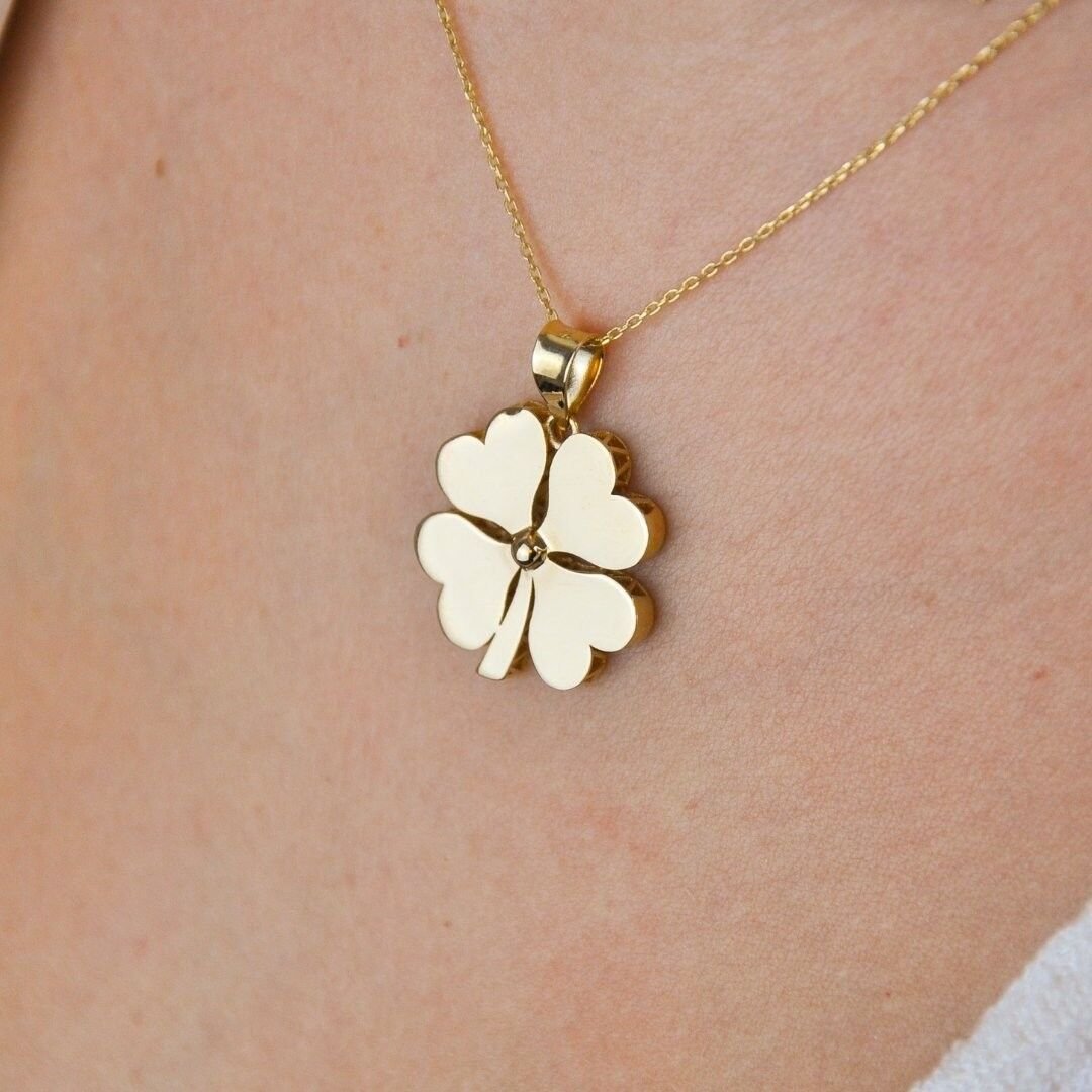 14 Ayar Altın Yonca Kolye - Görsel 2