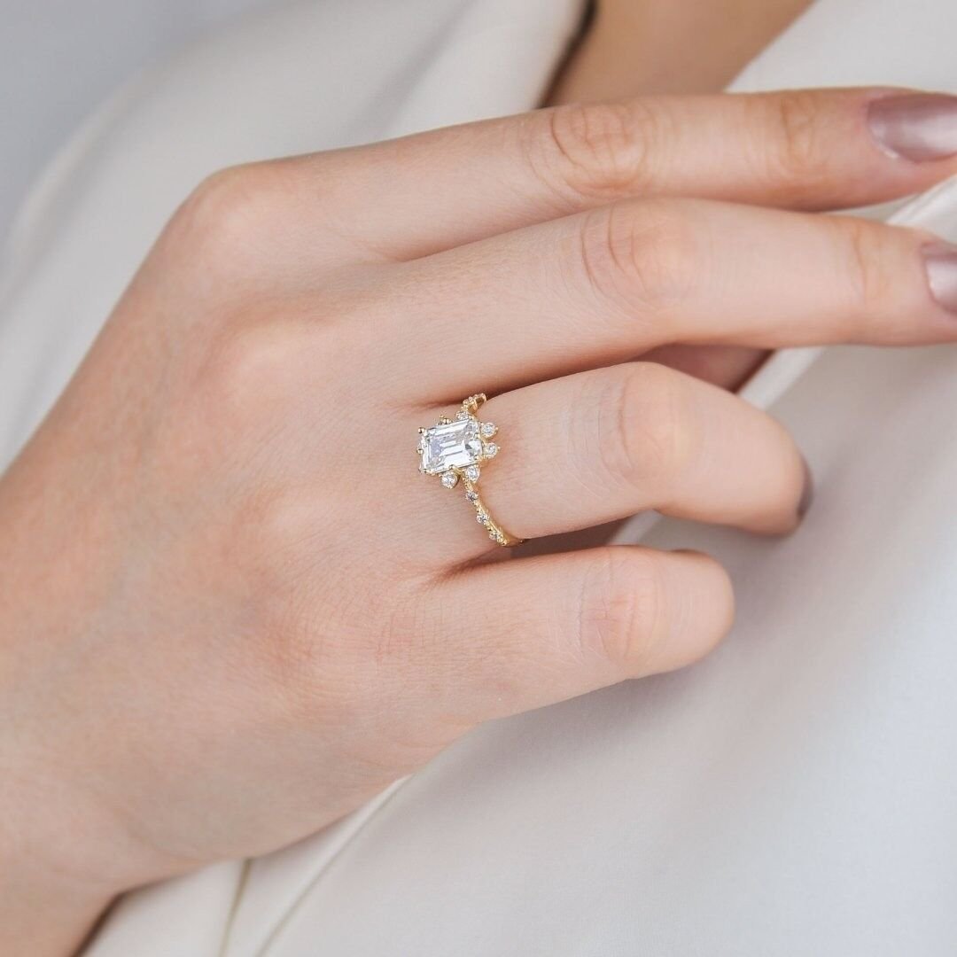 14 Ayar Altın Lotus Baget Yüzük - Görsel 2