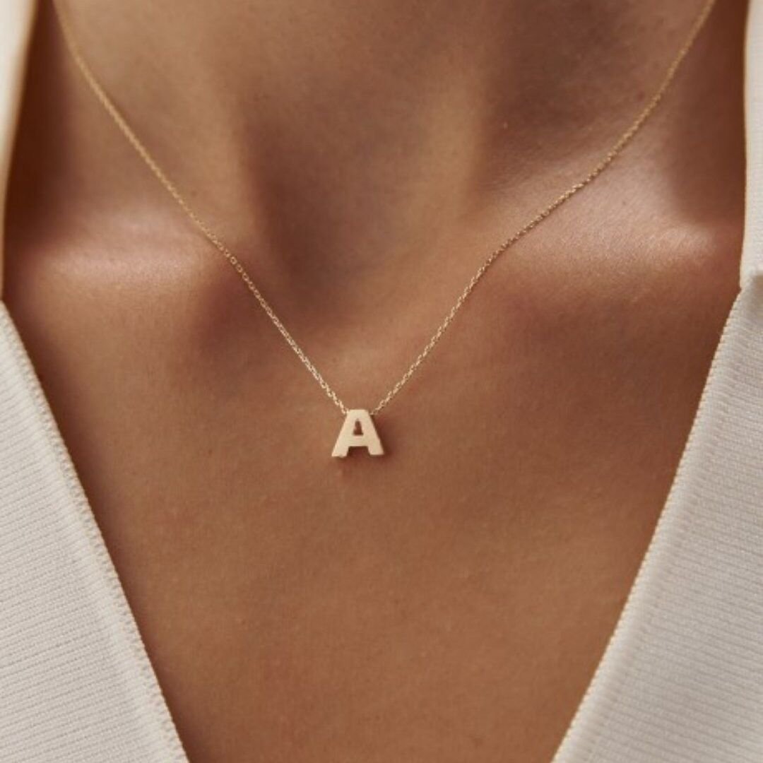 14 Ayar Altın Harf Kolye Üç Boyutlu - Görsel 2