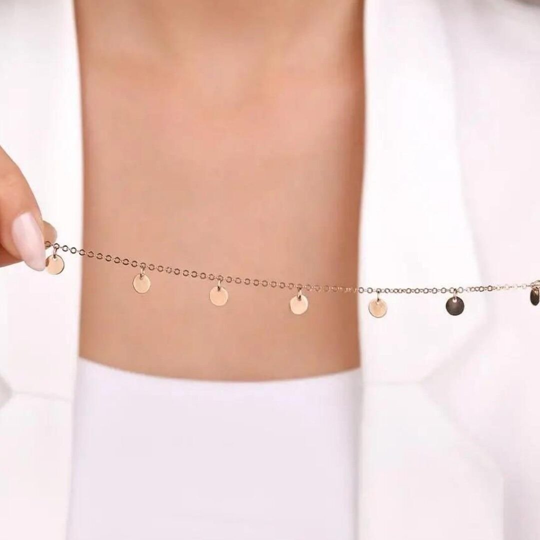 14 Ayar Altın Pullu Zincirli Bileklik - Görsel 2