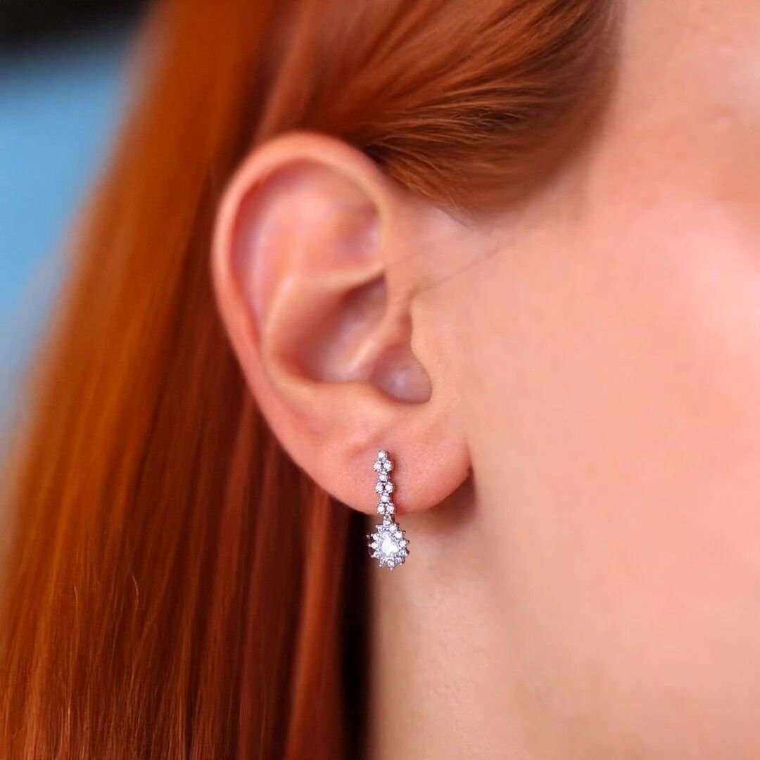 14 Ayar Altın Beyaz Damla Set Takımı - Görsel 3