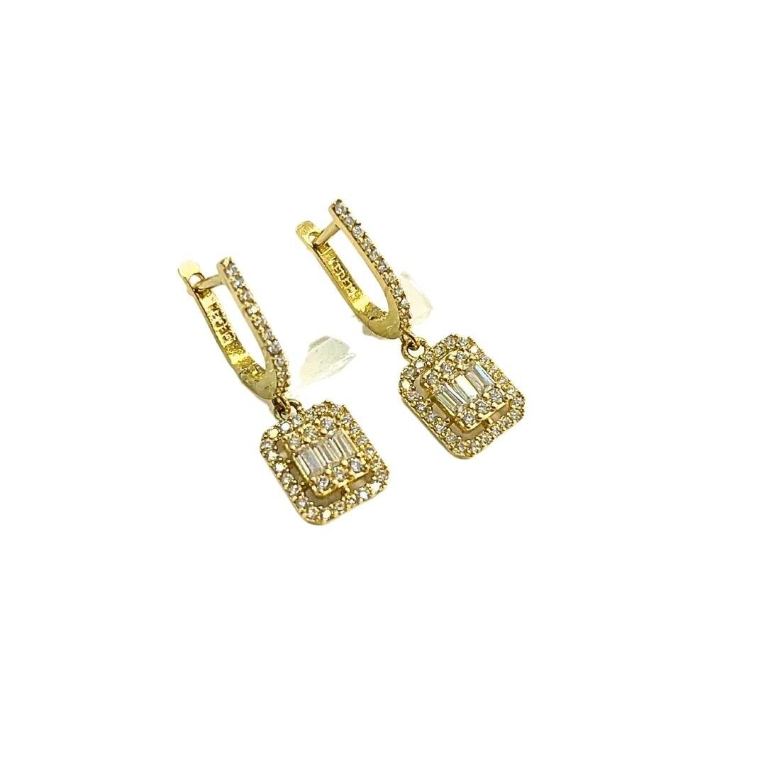 14 Ayar Altın Sallantılı Baget Küpe - Görsel 3