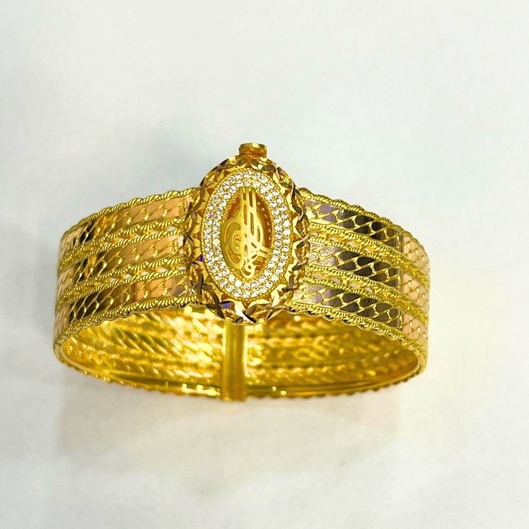 Sarı Altın 3 Sıra Burmalı Kelepçe - Görsel 3