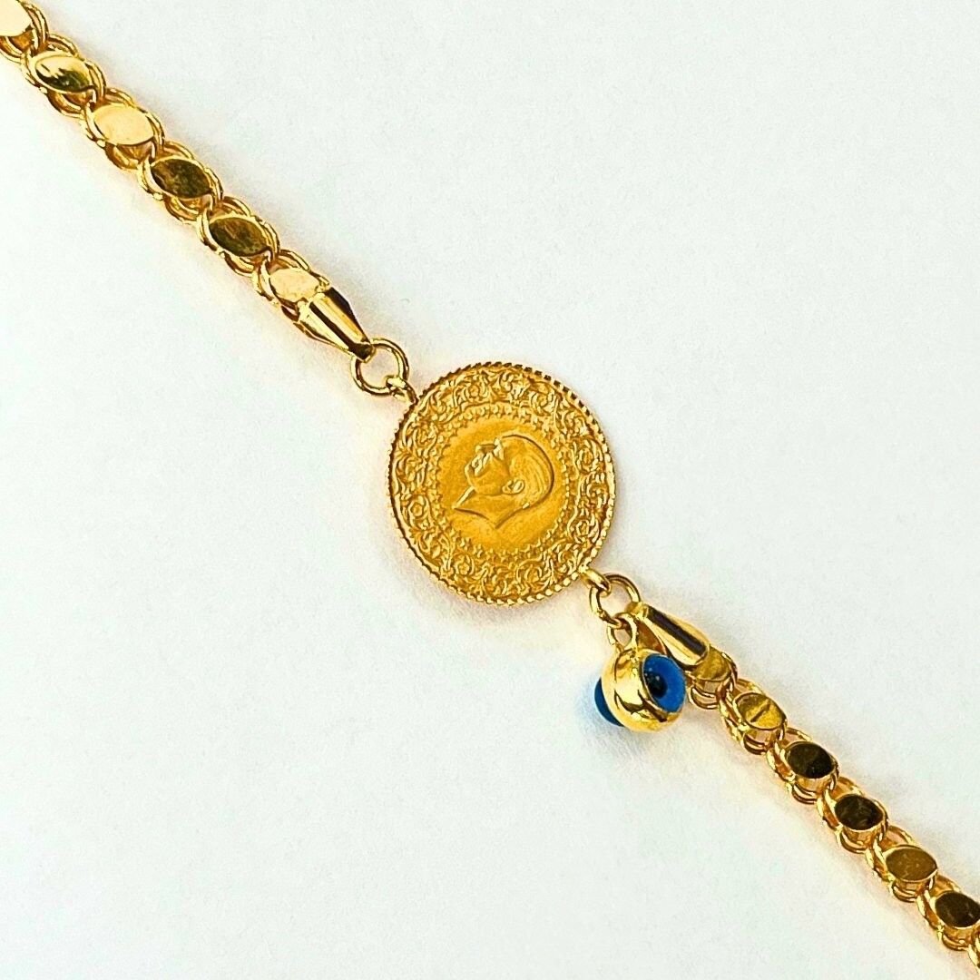 14 Ayar Pullu Çeyrekli Bileklik - Görsel 3