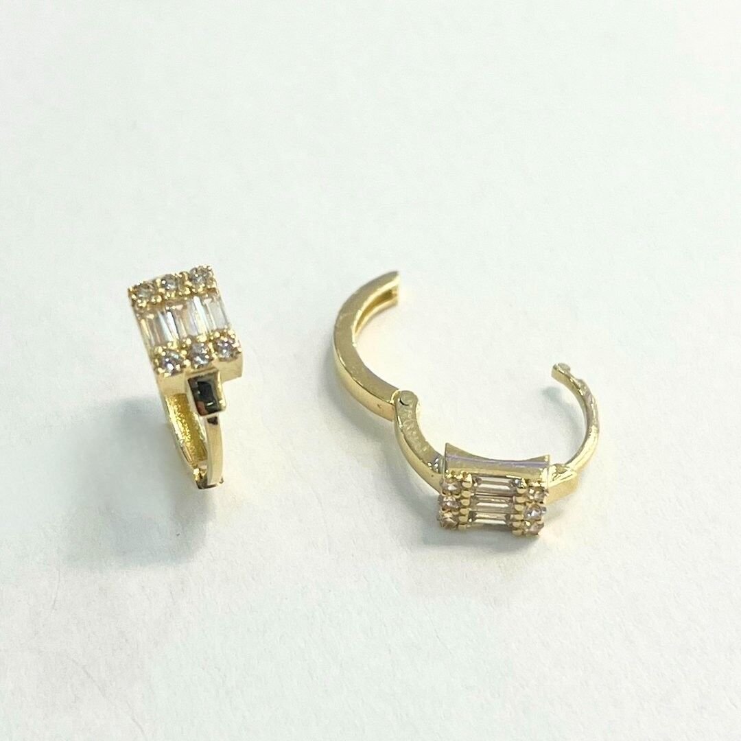 14 Ayar Altın Mini Baget Küpe - Görsel 3