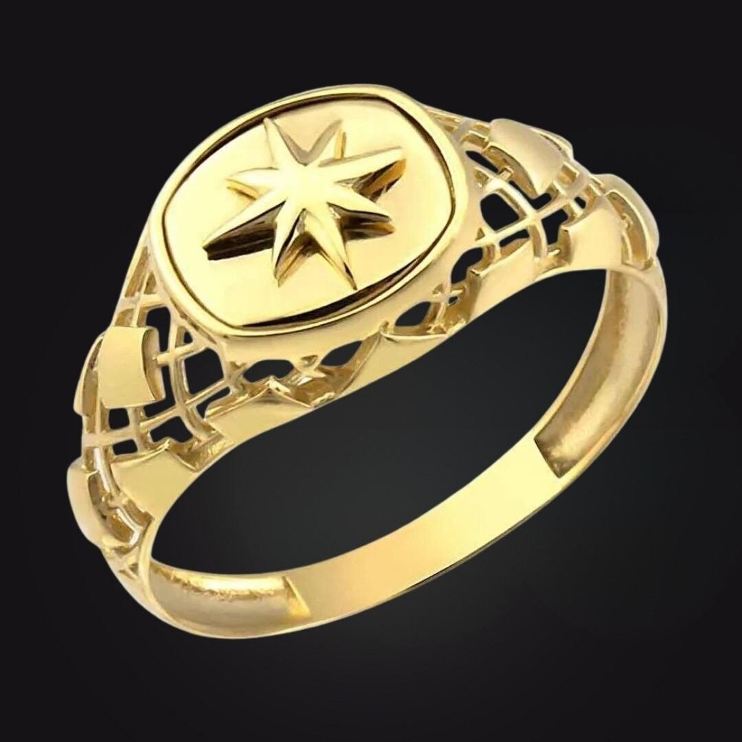 14 Ayar Altın Yıldız Erkek Yüzüğü - Görsel 2