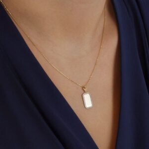 14 Ayar Altın  Çerçeve Taşlı Kolye