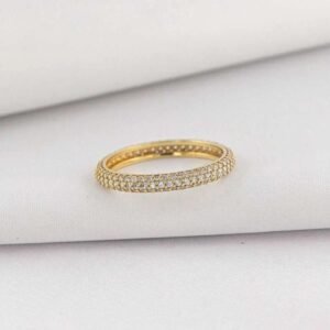 14 Ayar Altın 3 Sıra Taşlı Tamtur  Yüzük