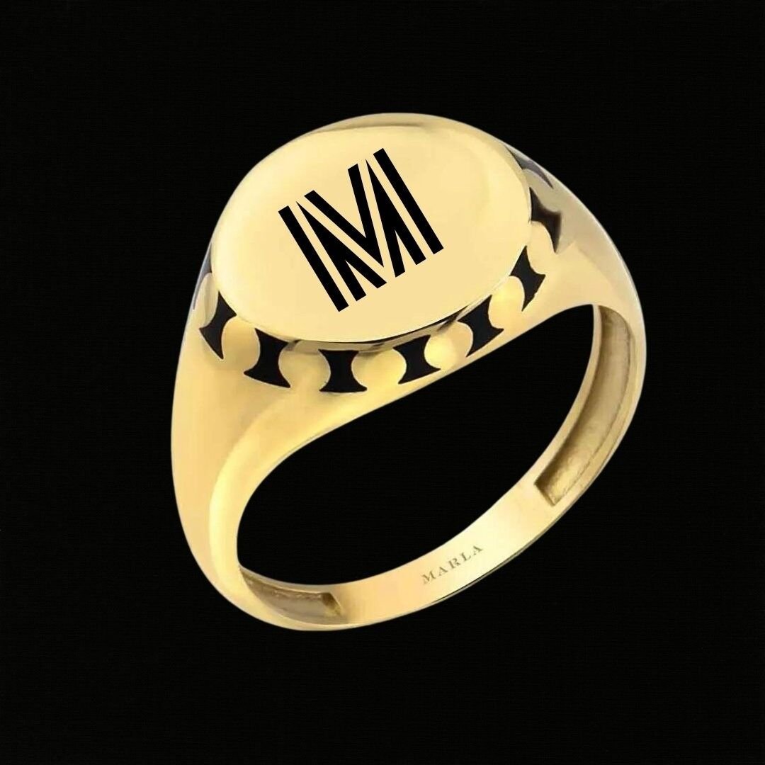 14 Ayar Altın Siyah Mineli Erkek Yüzüğü - Görsel 3