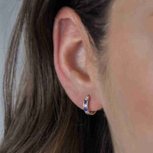 14 Ayar Altın Renkli Taş Halka Küpe