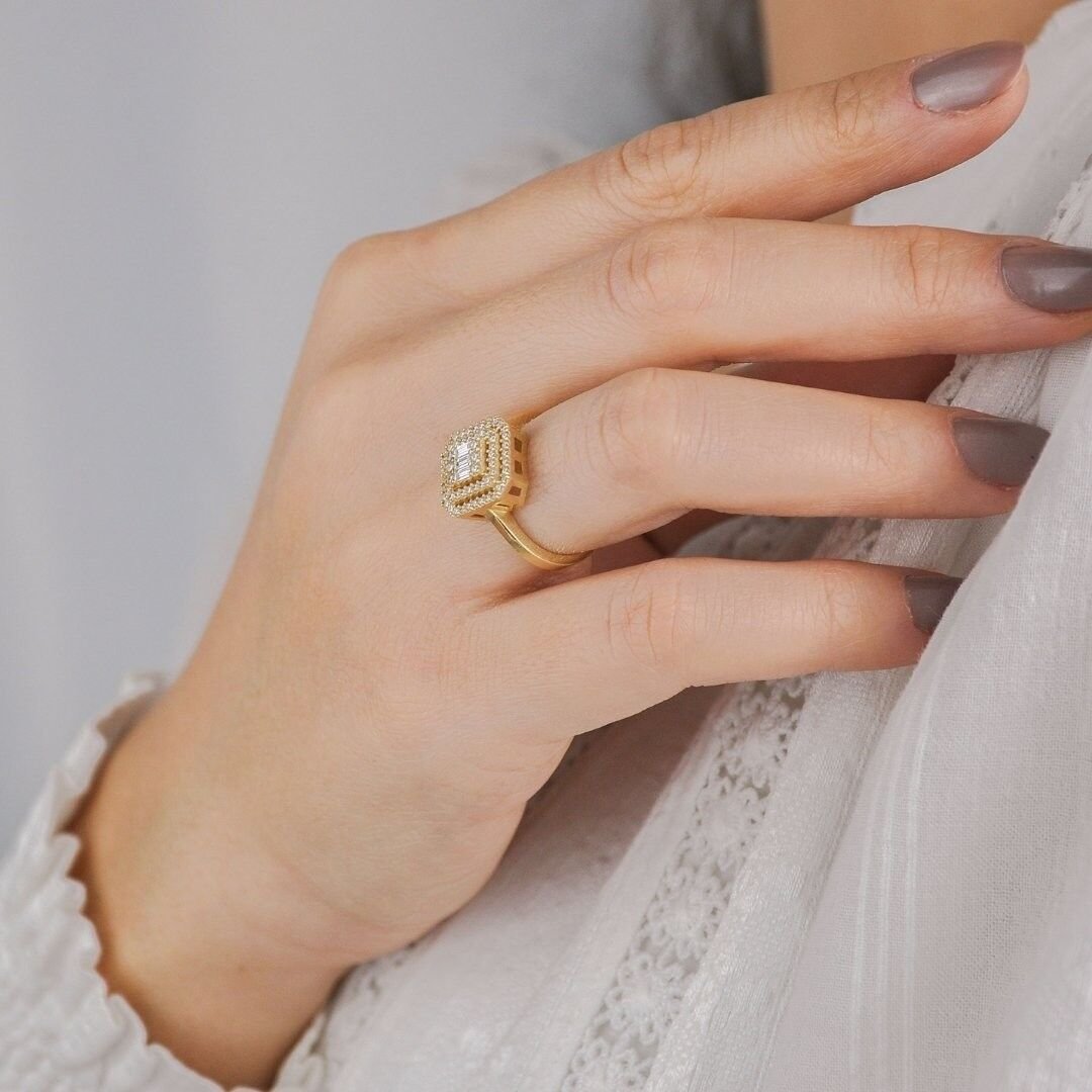 14 Ayar Altın Baget Yüzük - Görsel 2