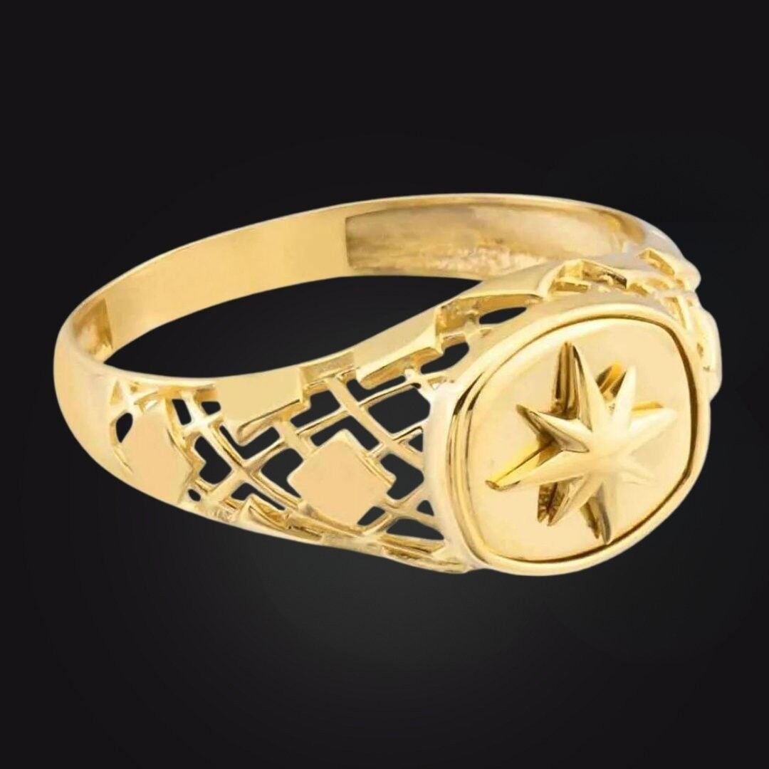14 Ayar Altın Yıldız Erkek Yüzüğü - Görsel 3