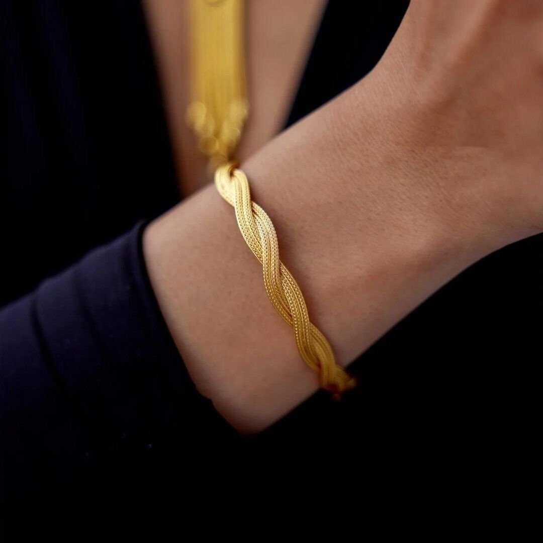 14 Ayar Altın Mesh Örgü Düğün Seti Takımı - Görsel 2