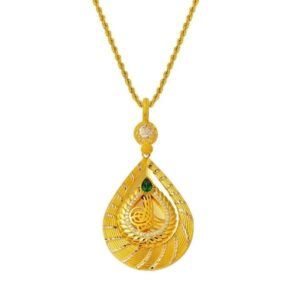 14 Ayar Damla Model Tuğralı Altın Kolye