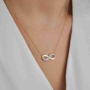 14 Ayar Altın Taşlı Sonsuzluk Kolye