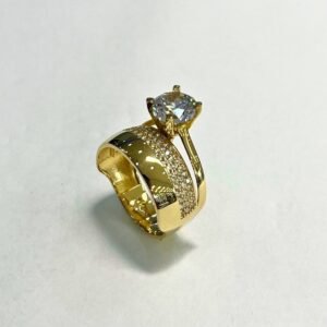 Geniş Model 14 Ayar Altın Alyans Tektaş Yüzük