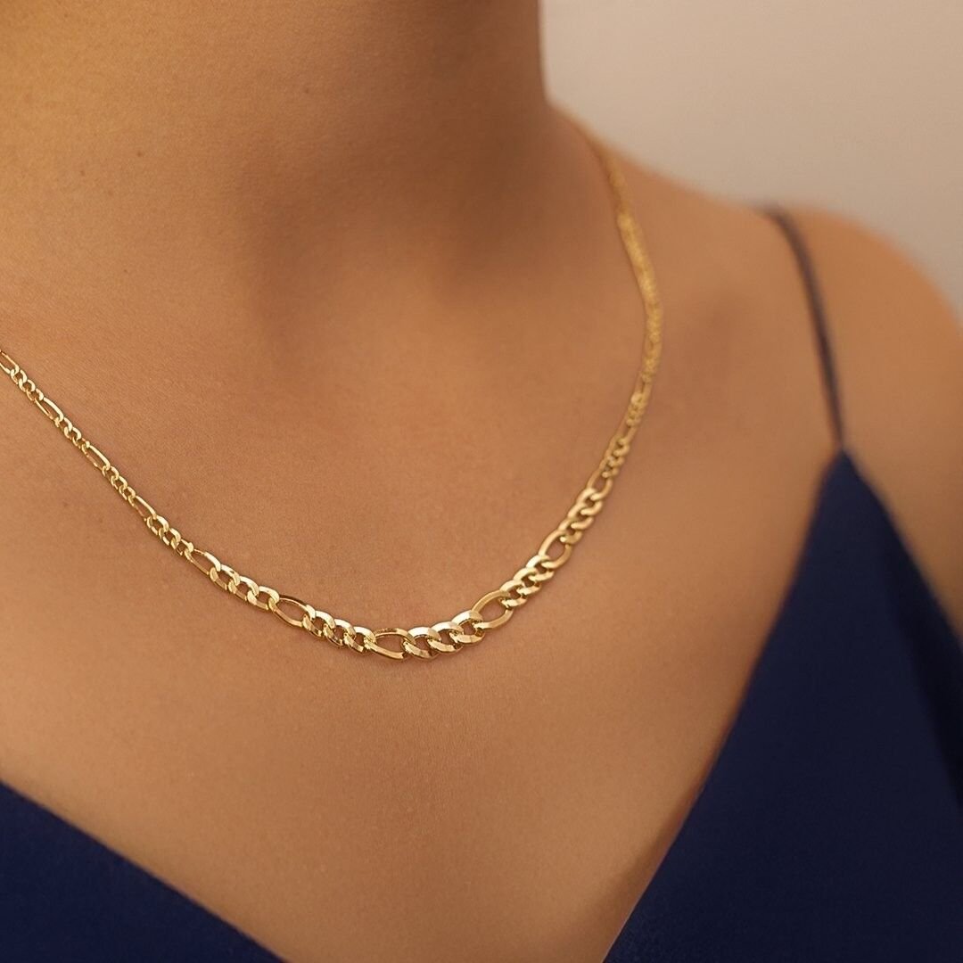 14 Ayar Altın Süzme Figaro Zincir - Görsel 2