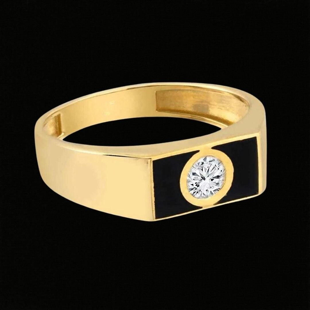 14 Ayar Altın Tektaş Mineli Erkek Yüzüğü - Görsel 2