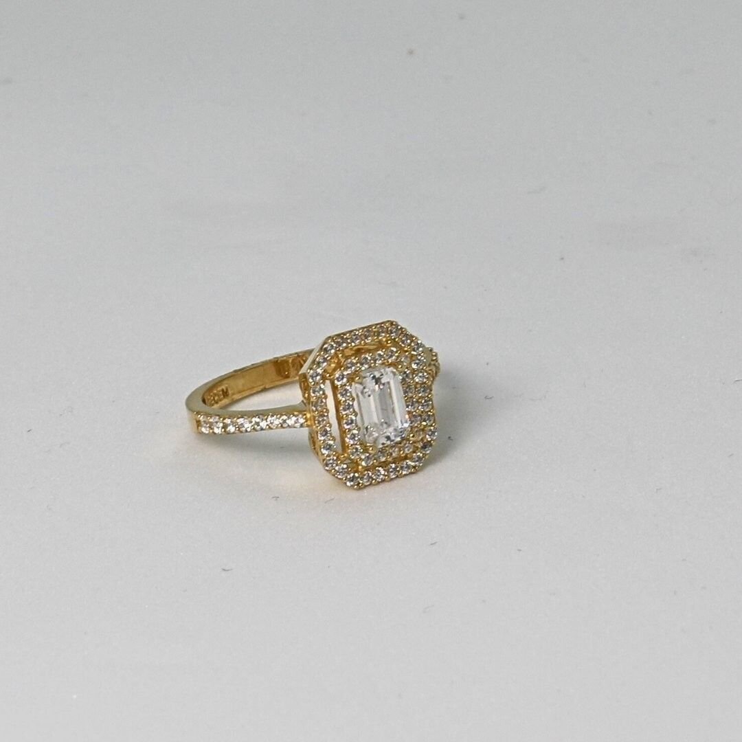 14 Ayar Altın Yan Taşlı Baget Yüzük - Görsel 2