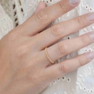 14 Ayar Altın Boncuklu Eklem Yüzük